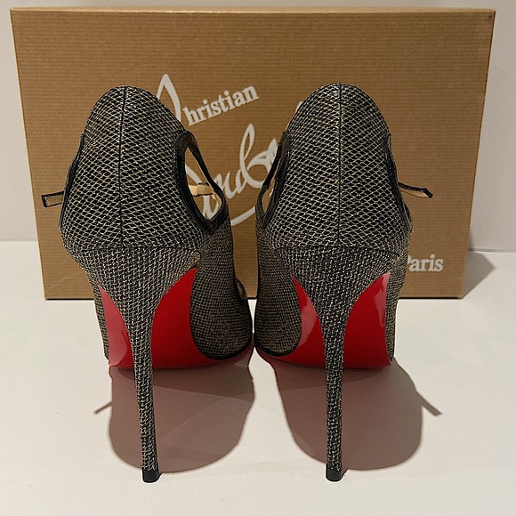 Christian Louboutin 1 EN8 100 Glitter York Gold/Black - Picture 4 of 12